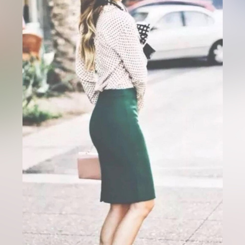 J. Crew Dark Green Pencil Skirt wool size 4